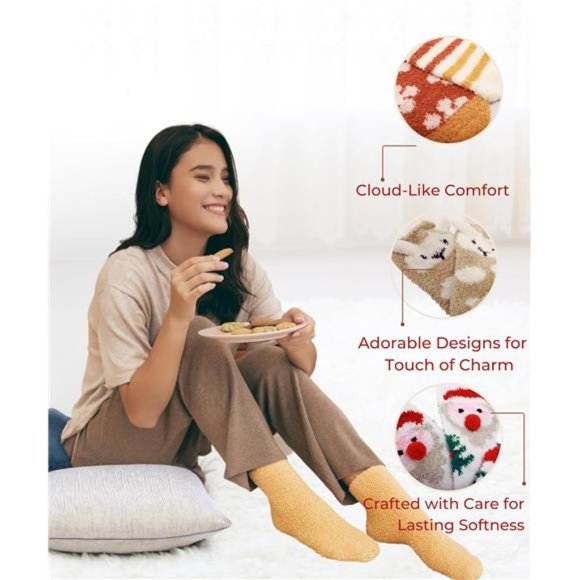 Fluffy Fuzzy Socks for Women - 4 to 5 Pairs Bulk Pack - Fleece Socks - Picture 3 of 5